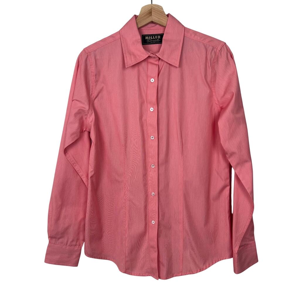 Miller Ranch by Cinch Womens Medium Pinpoint Coral Button‎ Down Western Shirt